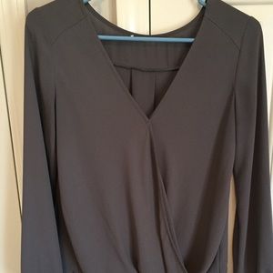 Gray v-neck blouse